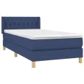 cadre de lit avec matelas Bleu 90x190 cm Tissu