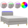 cadre de lit matelas LED Gris clair 120x200 cm Tissu