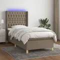 cadre de lit matelas et LED Taupe 80x200cm Tissu