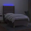 cadre de lit matelas et LED Taupe 80x200cm Tissu