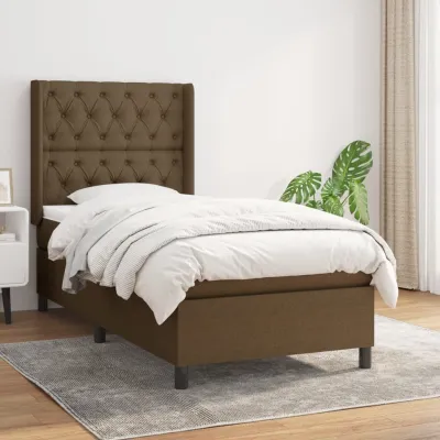 cadre de lit avec matelas Marron foncé 80x200 cm