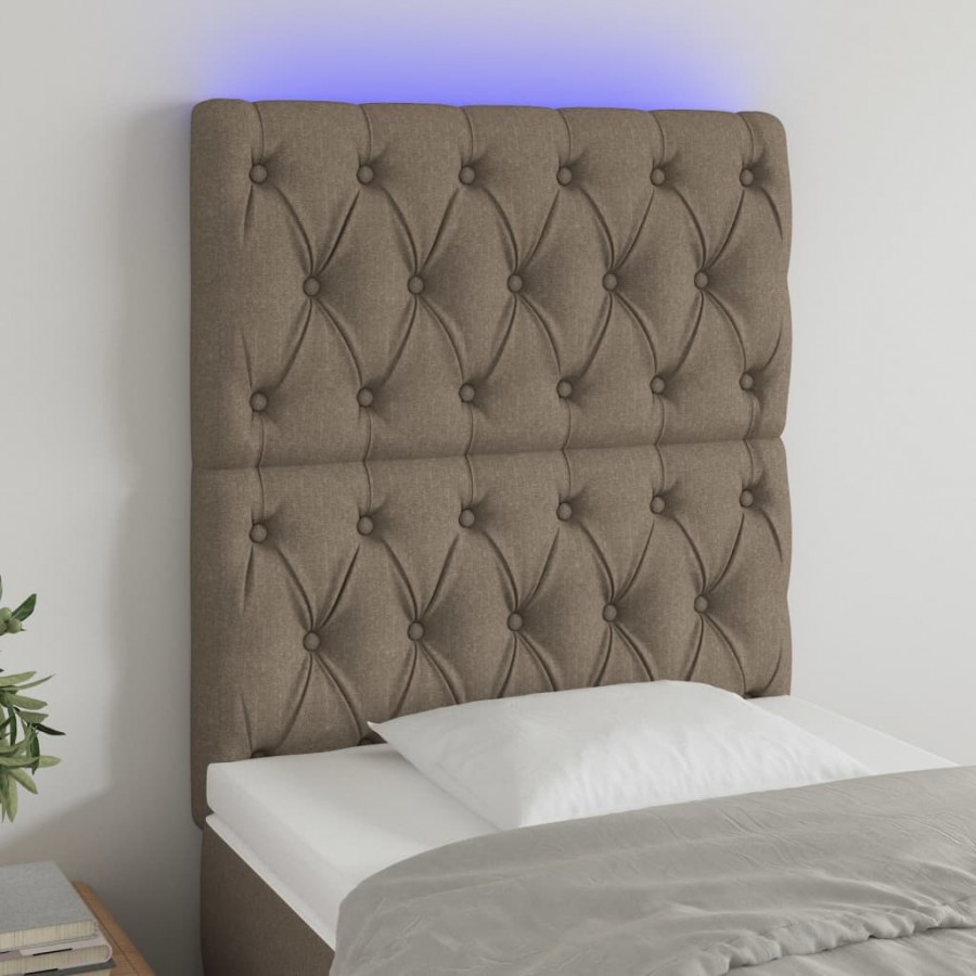 Tête de lit à LED Taupe 80x7x118/128 cm Tissu