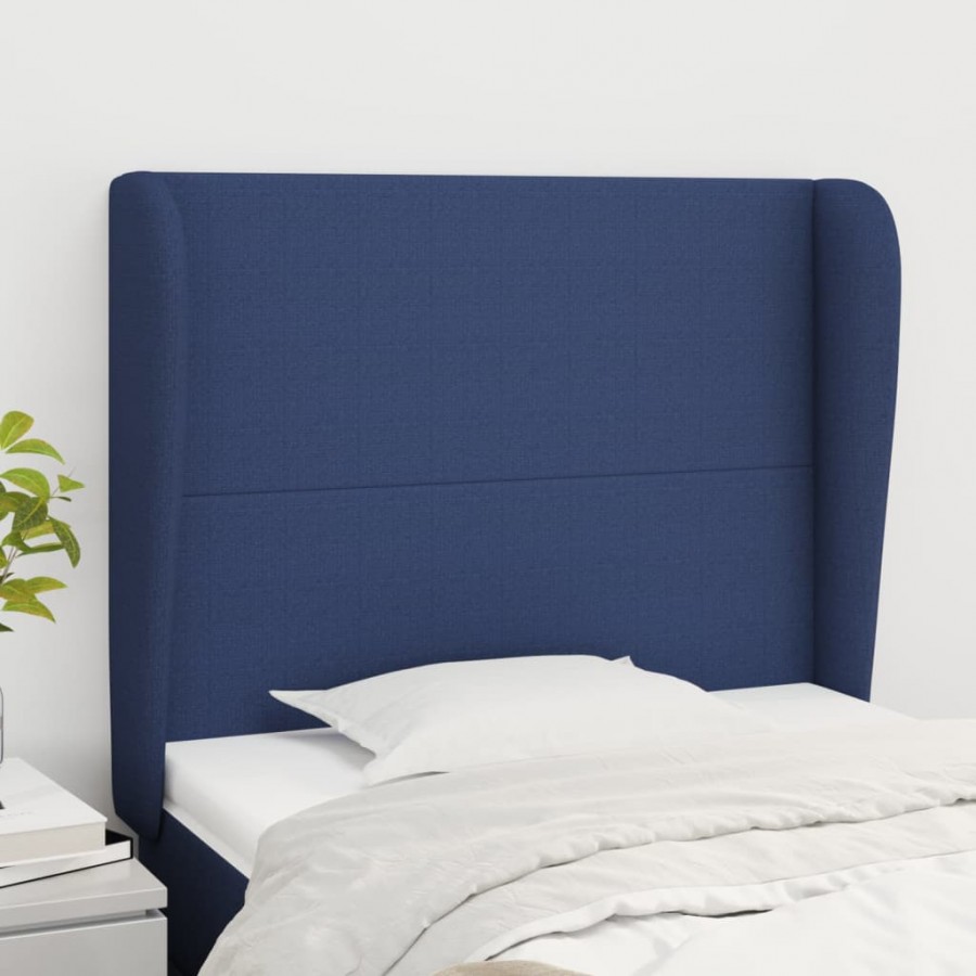 Tête de lit avec oreilles Bleu 83x23x118/128 cm Tissu