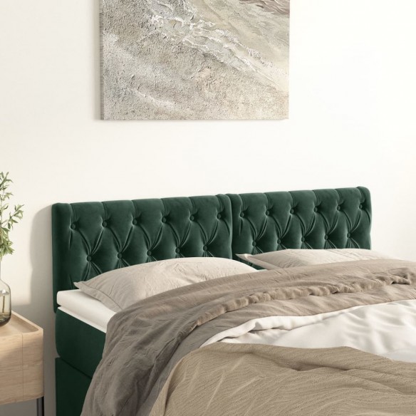 Têtes de lit 2 pcs Vert foncé 72x7x78/88 cm Velours