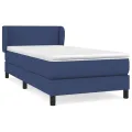 cadre de lit avec matelas Bleu 90x190 cm Tissu