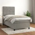 cadre de lit et matelas Gris clair 80x200 cm Velours