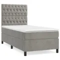 cadre de lit et matelas Gris clair 80x200 cm Velours