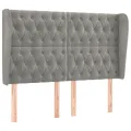 Tête de lit avec oreilles Gris clair 163x23x118/128 cm Velours