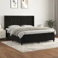 cadre de lit avec matelas Noir 180x200 cm Velours
