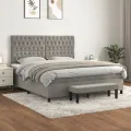 cadre de lit et matelas Gris clair 180x200cm Velours