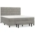 cadre de lit et matelas Gris clair 180x200cm Velours