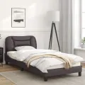 Cadre de lit avec lumières LED gris 90x200 cm similicuir