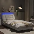 Cadre de lit avec lumières LED blanc 90x190 cm similicuir
