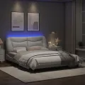 Cadre de lit avec lumières LED blanc 160x200 cm similicuir