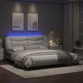 Cadre de lit avec lumières LED blanc noir 180x200 cm similicuir