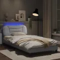 Cadre de lit avec lumières LED blanc 100x200 cm similicuir