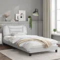 Cadre de lit avec lumières LED blanc 100x200 cm similicuir