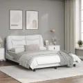 Cadre de lit avec lumières LED blanc 140x190 cm similicuir