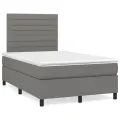 cadre de lit matelas LED gris foncé 120x190 cm tissu