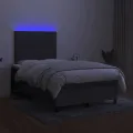 cadre de lit matelas LED gris foncé 120x190 cm tissu