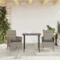 Chaises de jardin avec coussins lot de 2 gris résine tressée