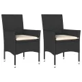 Chaises de jardin avec coussins 2 pcs noir résine tressée