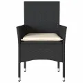 Chaises de jardin avec coussins 2 pcs noir résine tressée