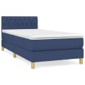 cadre de lit avec matelas Bleu 90x200 cm Tissu