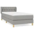 cadre de lit avec matelas Gris clair 100x200cm Tissu