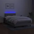 cadre de lit matelas LED Gris clair 120x200 cm Tissu