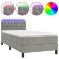 cadre de lit avec matelas LED Gris clair 100x200 cm