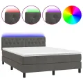 cadre de lit avec matelas LED Gris foncé 140x200 cm