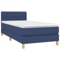 cadre de lit avec matelas et LED Bleu 90x190cm Tissu