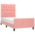 Cadre de lit avec tête de lit Rose 80x200 cm Velours