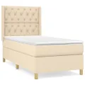 cadre de lit avec matelas Crème 80x200 cm Tissu