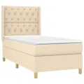 cadre de lit avec matelas Crème 80x200 cm Tissu