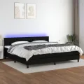 cadre de lit et matelas et LED Noir 200x200 cm Tissu