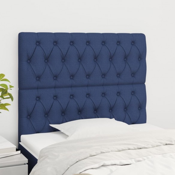 Têtes de lit 2 pcs Bleu 100x7x78/88 cm Tissu