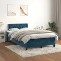 cadre de lit et matelas Bleu foncé 120x200cm Velours