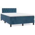 cadre de lit et matelas Bleu foncé 120x200cm Velours