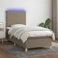 cadre de lit et matelas et LED Taupe 80x200cm Tissu
