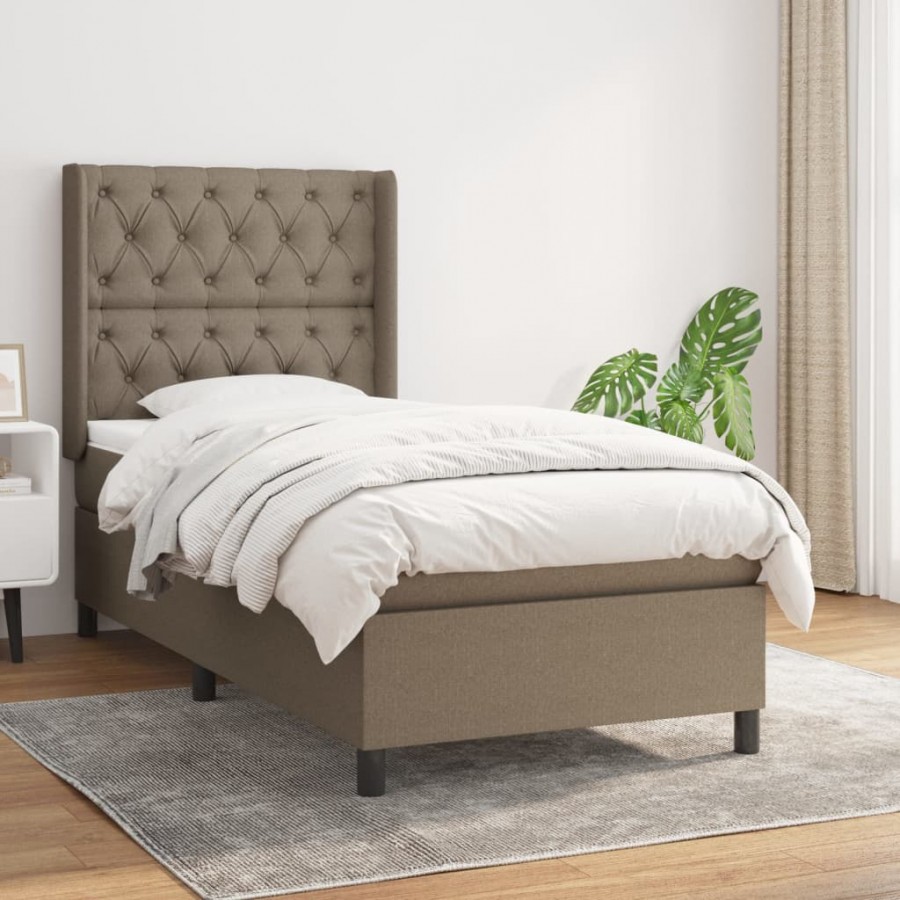 Sommier à lattes de lit avec matelas Taupe 80x200 cm Tissu