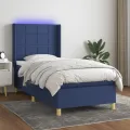 cadre de lit matelas et LED Bleu 90x190 cm Tissu