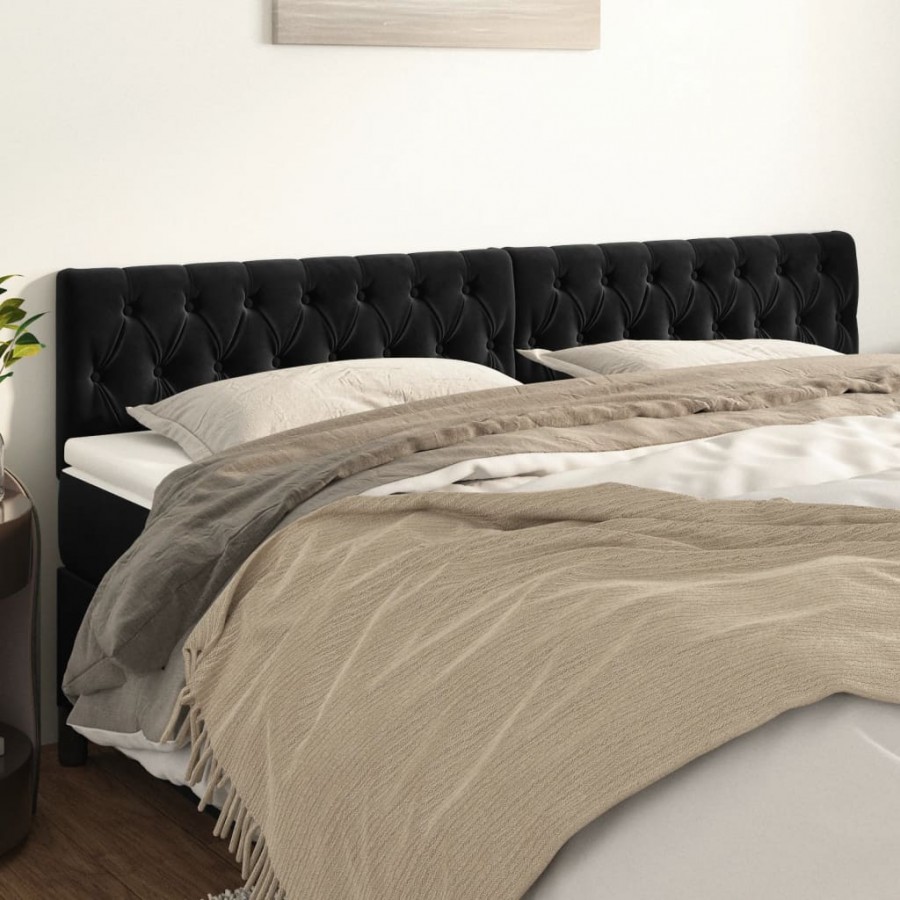 Têtes de lit 2 pcs Noir 90x7x78/88 cm Velours