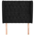 Tête de lit avec oreilles Noir 93x23x118/128 cm Velours