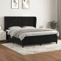 cadre de lit avec matelas Noir 180x200 cm Velours