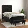 cadre de lit avec matelas Noir 90x200 cm Velours