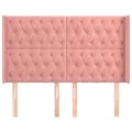 Tête de lit avec oreilles Rose 163x16x118/128 cm Velours