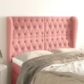 Tête de lit avec oreilles Rose 163x23x118/128 cm Velours
