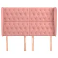 Tête de lit avec oreilles Rose 163x23x118/128 cm Velours